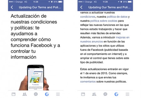 Actualización Facebook políticas 2015